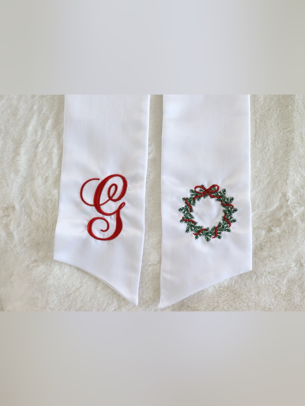 Custom Embroidered Christmas Wreath Sash 🎄 Wreath + Initial